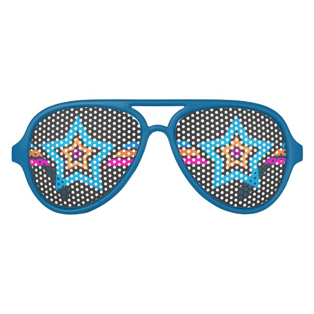 Lunettes De Fête Aviateur Etoiles bleues cool Funky (Devant)
