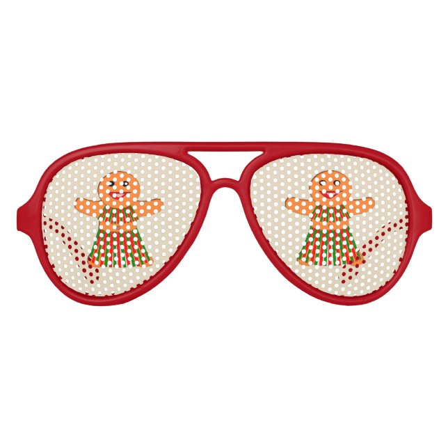Lunettes De Fête Aviateur Fête de Noël Femme de pain d'épices (Devant)