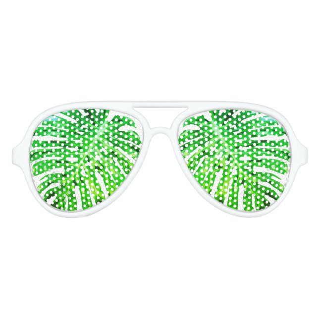 Lunettes De Fête Aviateur Feuille de monstère tropicale (Devant)