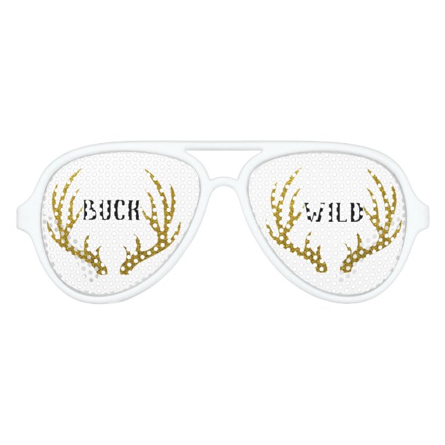 Lunettes De Fête Aviateur Gold Deer Antlers Buck Wild (Devant)