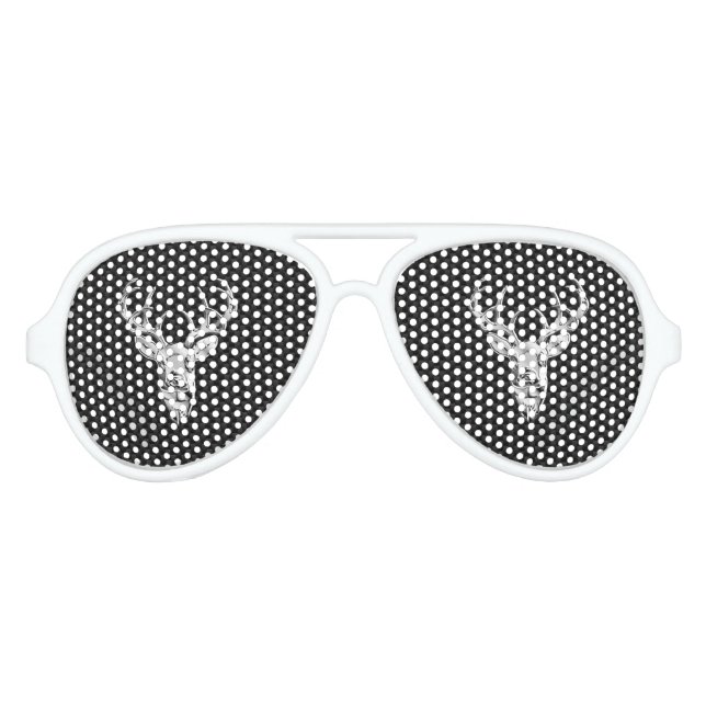 Lunettes De Fête Aviateur Graphique de cerfs d'argent sur l'impression en fi (Devant)