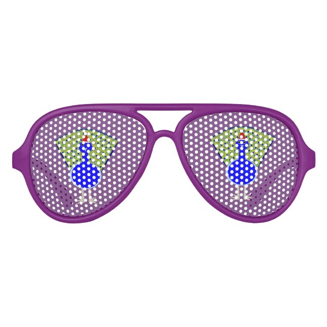 Lunettes De Fête Aviateur Gros paon de Noël (Devant)