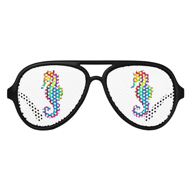 Lunettes De Fête Aviateur Hippocampe polygonal arc-en-ciel (Devant)