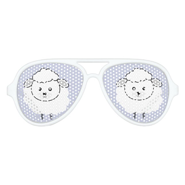 Lunettes De Fête Aviateur Joli visage d'agneau en laine (Devant)
