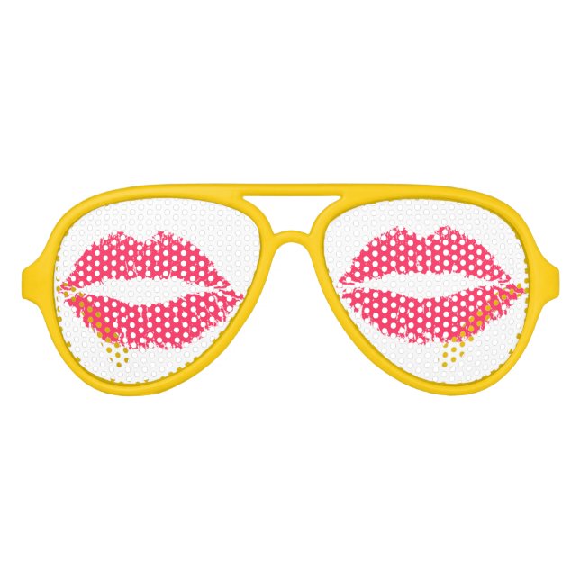 Lunettes De Fête Aviateur Lèvres rouges (Devant)