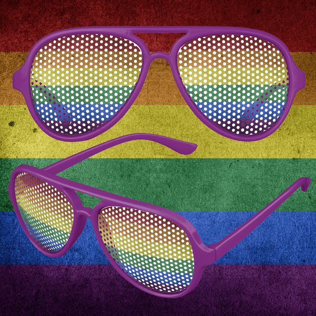 Lunettes De Fête Aviateur LGBT Rainbow Pride drapeau style rétro (LGBT Rainbow Pride Flag Retro Style Aviator Sunglasses)