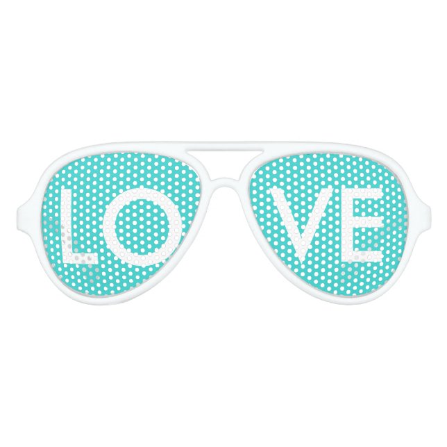 Lunettes De Fête Aviateur moderne preppy girly chic aqua bleu turquoise turq (Devant)