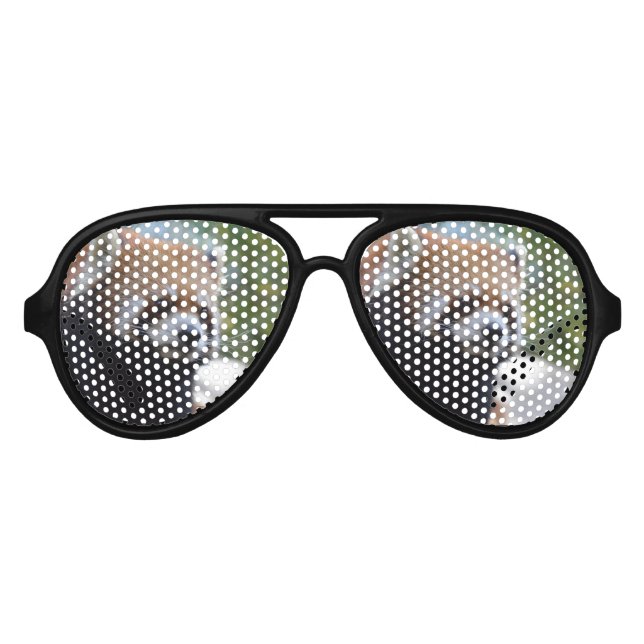 Lunettes De Fête Aviateur Ours de panda rouge doux (Devant)
