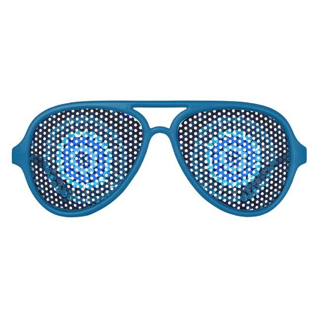 Lunettes De Fête Aviateur Points De Pot Circulaires Bleus, (Devant)