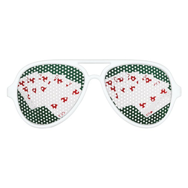Lunettes De Fête Aviateur Poker Mains - Flush - Coeur (Devant)