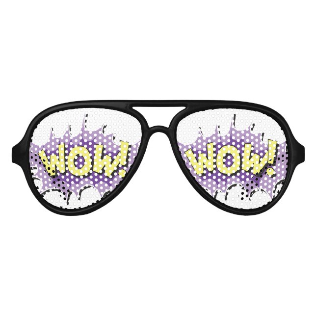 Lunettes De Fête Aviateur Pop art Comic Style Wow (Devant)