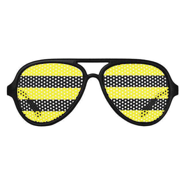 Lunettes De Fête Aviateur Rayures jaunes et noires (Devant)