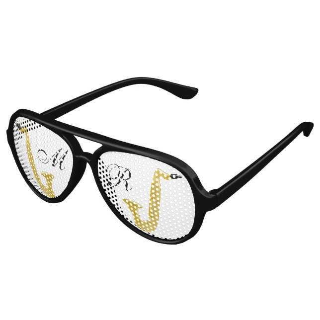 Lunettes De Fête Aviateur Saxophone monogramme (Angle)