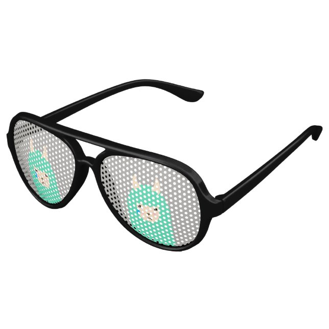 Lunettes De Fête Aviateur Triste Emoji Llama (Angle)