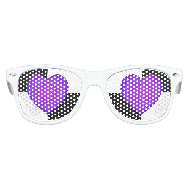 Lunettes De Fête Enfant cœurs violets b&w qui battent (Devant)