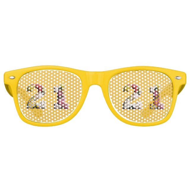 Lunettes De Fête Retro 21e anniversaire Jalons de fête (Devant)