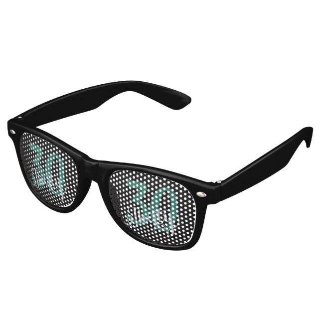 Lunettes De Fête Retro 30e Vert | Fête d'anniversaire personnalisée | (Angulaire)