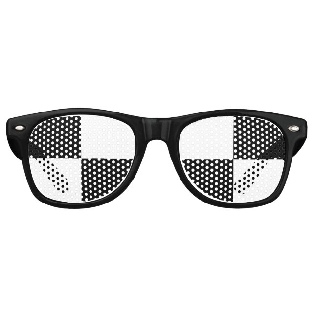 Lunettes De Fête Retro à damiers noir et blanc (Devant)