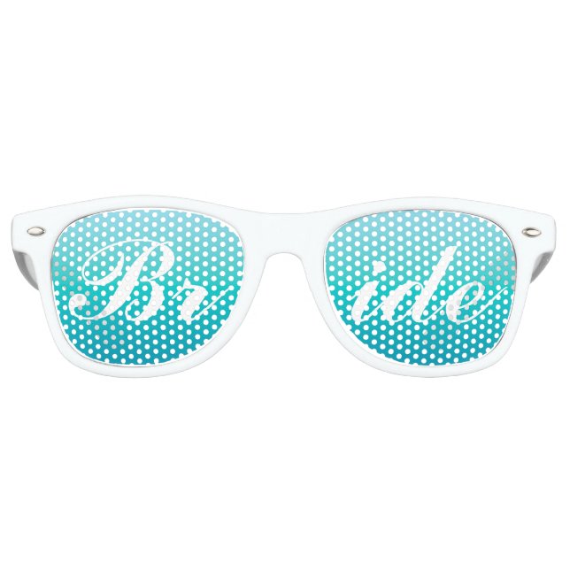Lunettes De Fête Retro Aqua Blue Bride dans le Mariage de script (Devant)