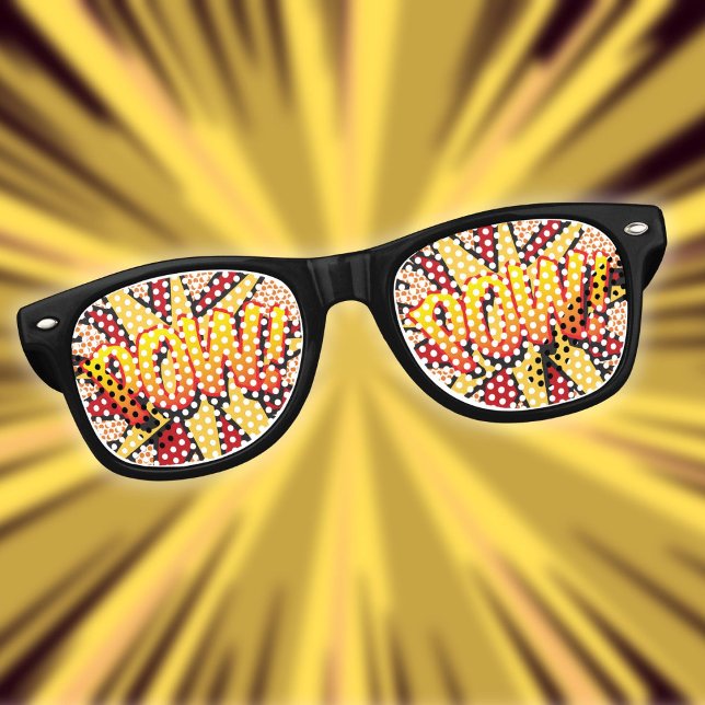 Lunettes De Fête Retro Bande dessinée moderne drôle POW (Funny Modern Comic Book POW Retro Sunglasses)