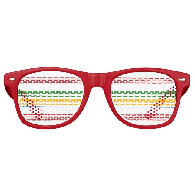 Lunettes De Fête Retro Bandes jaunes vert mignons (Devant)