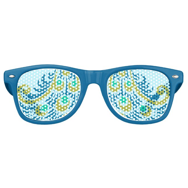Lunettes De Fête Retro Belles plumes de paon (Devant)