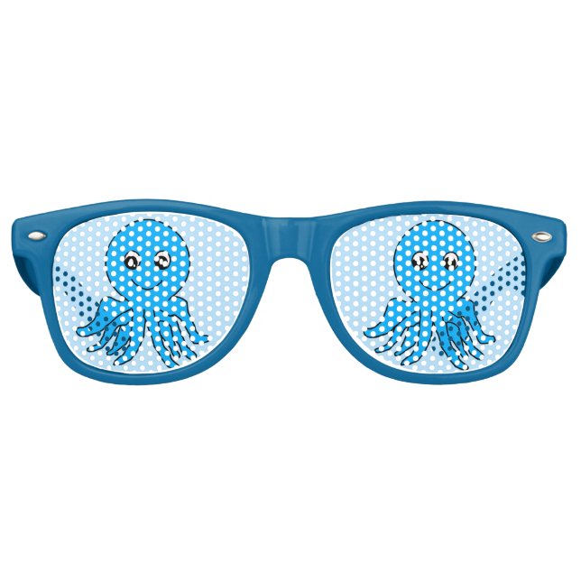 Lunettes De Fête Retro Bleu Octopus Beach Vacances (Devant)