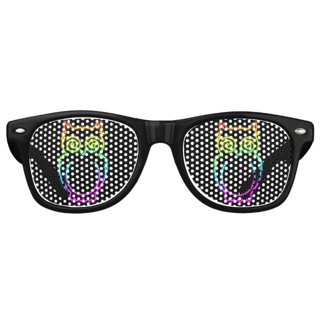 Lunettes De Fête Retro Bouton lumière néon psychédélique hibou (Devant)