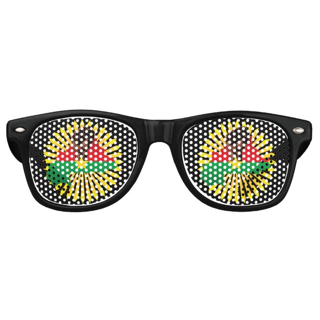 Lunettes De Fête Retro Burkina Faso Carte, drapeau et première révolution (Devant)