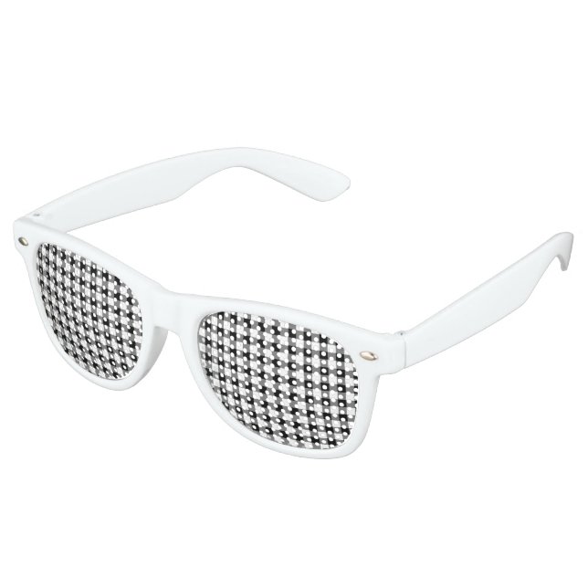 Lunettes De Fête Retro Chèques de buffles blancs noirs modernes (Angulaire)