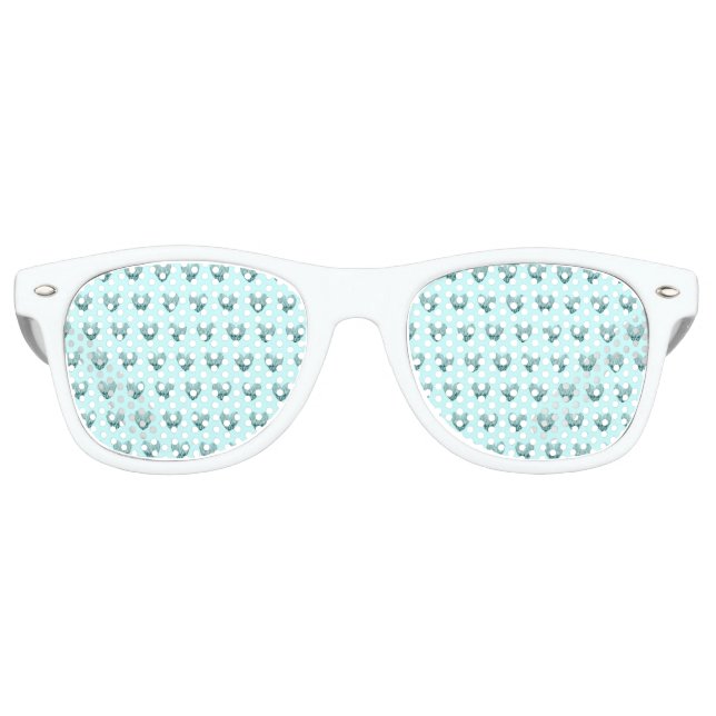 Lunettes De Fête Retro Cœur de plume en vert doux (Devant)