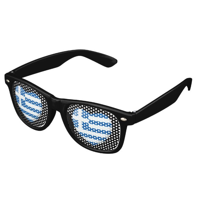 Lunettes De Fête Retro Coeur du drapeau grec (Angulaire)