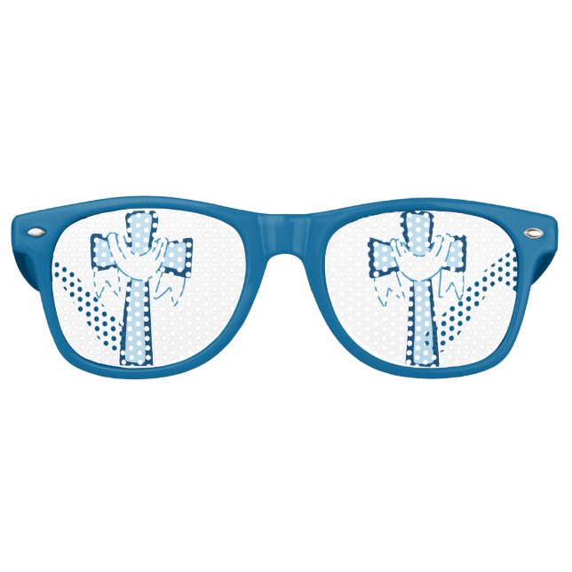 Lunettes De Fête Retro Croix Bleue chrétien religieux (Devant)