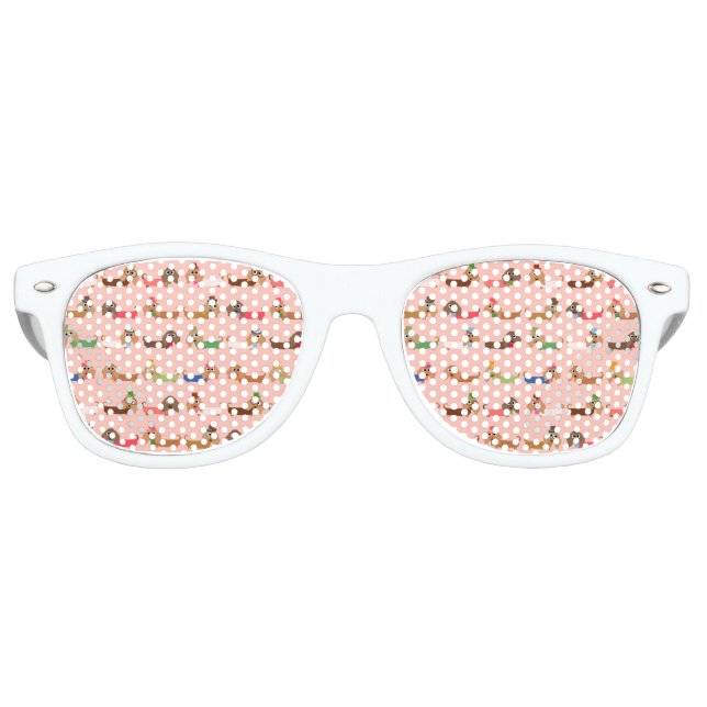 Lunettes De Fête Retro Dachshunds sur rose (Devant)