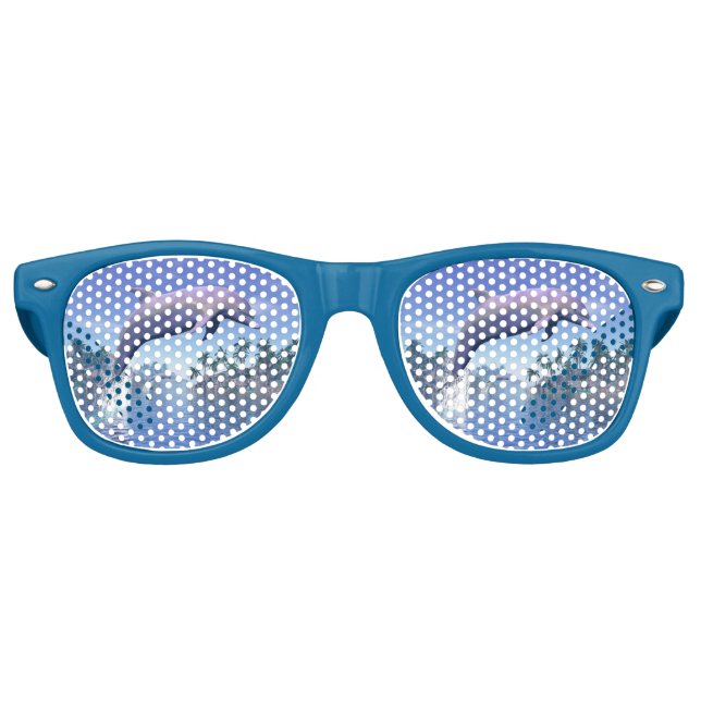 Lunettes De Fête Retro Dauphin dans les tropiques - rendu 3D (Devant)