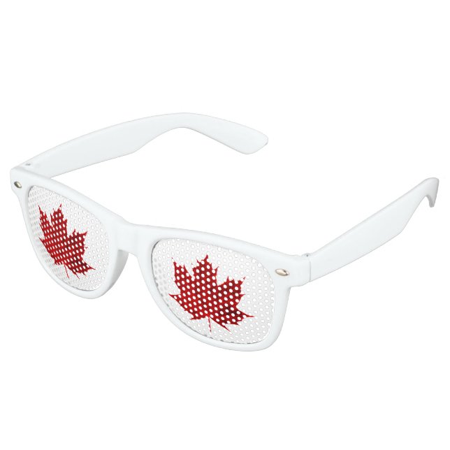 Lunettes De Fête Retro Design de feuille d'érable rouge (Angulaire)