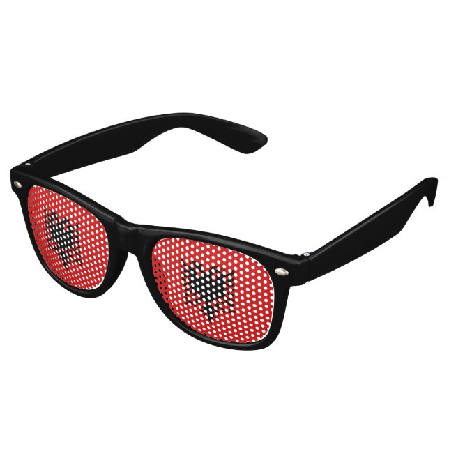 Lunettes De Fête Retro Drapeau Albanie (Angulaire)