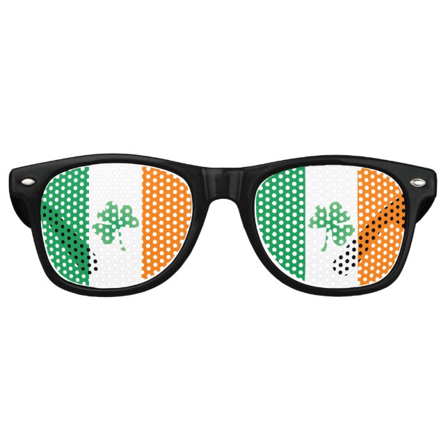 Lunettes De Fête Retro Drapeau irlandais avec trèfles (Devant)