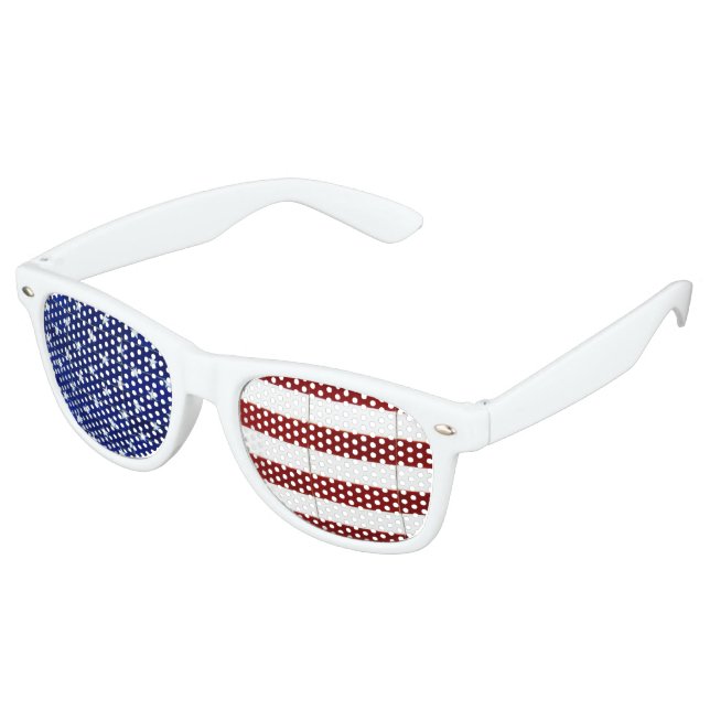Lunettes De Fête Retro Drapeau Patriotique Américain Rouge Blanc Bleu (Angulaire)