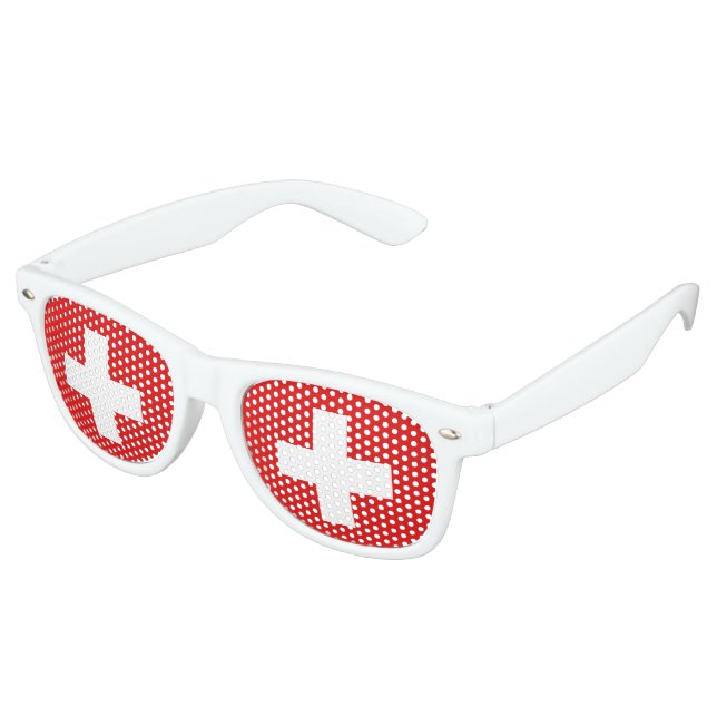 Lunettes De Fête Retro Drapeau Suisse (Angulaire)