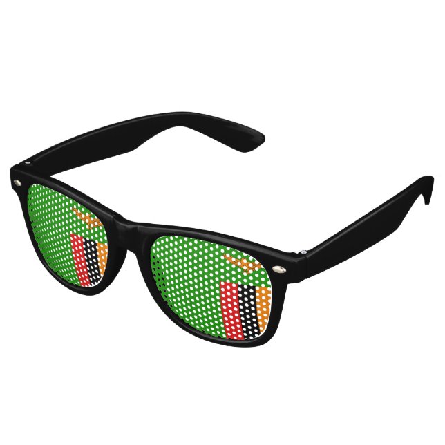 Lunettes De Fête Retro Drapeau Zambie (Angulaire)