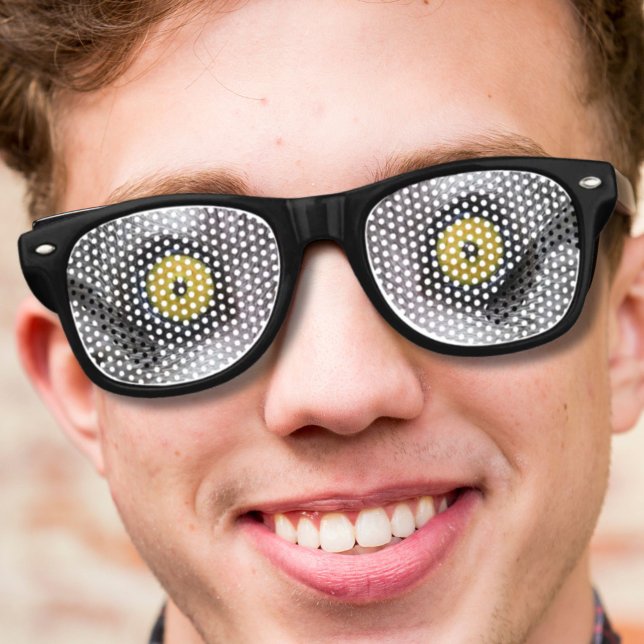 Lunettes De Fête Retro drôle de nouveauté nerd fou animal lémur yeux (funny novelty nerdy crazy animal lemur eyes retro sunglasses)