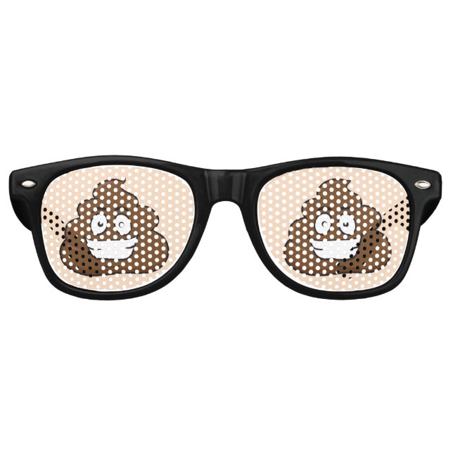 Lunettes De Fête Retro Drôle Émoticon de caca souriante (Devant)