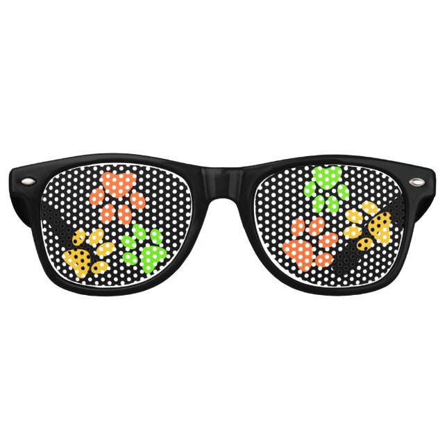 Lunettes De Fête Retro Empreintes de pattes de chiens rétro (Devant)