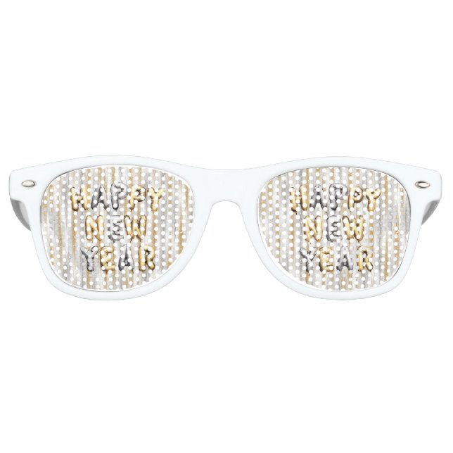 Lunettes De Fête Retro Gold Silver Stripes Happy New Year (Devant)