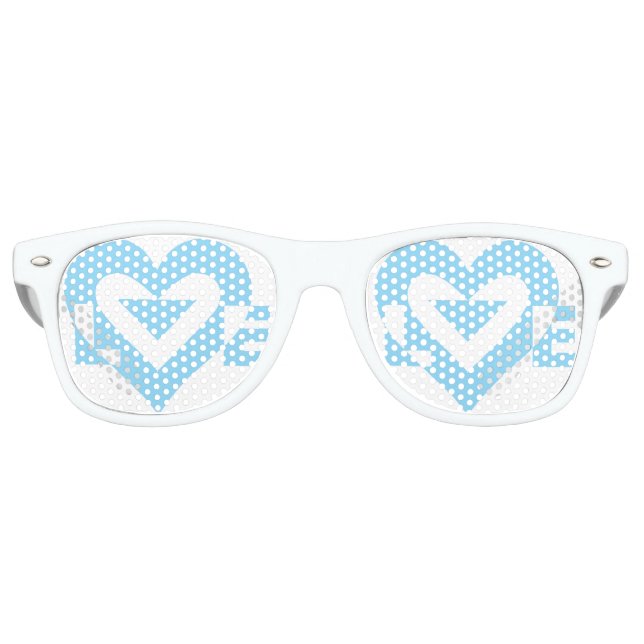Lunettes De Fête Retro Graphique d'amour cool, Bleu (Devant)