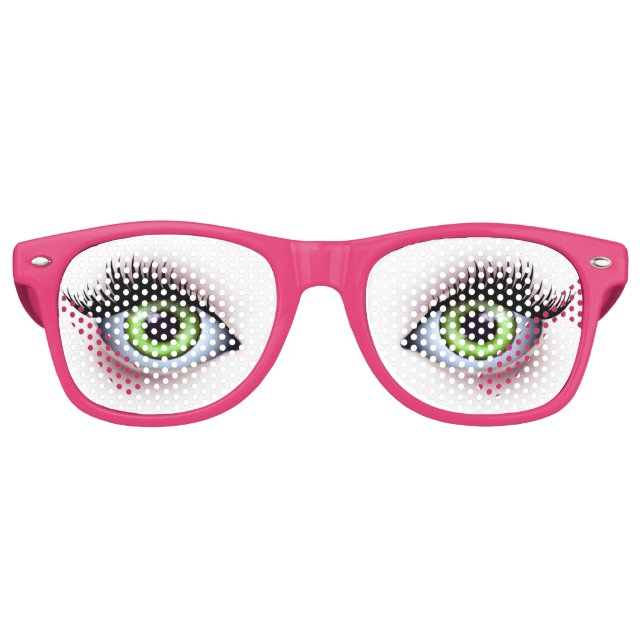 Lunettes De Fête Retro Gros verres de fête des yeux verts (Devant)