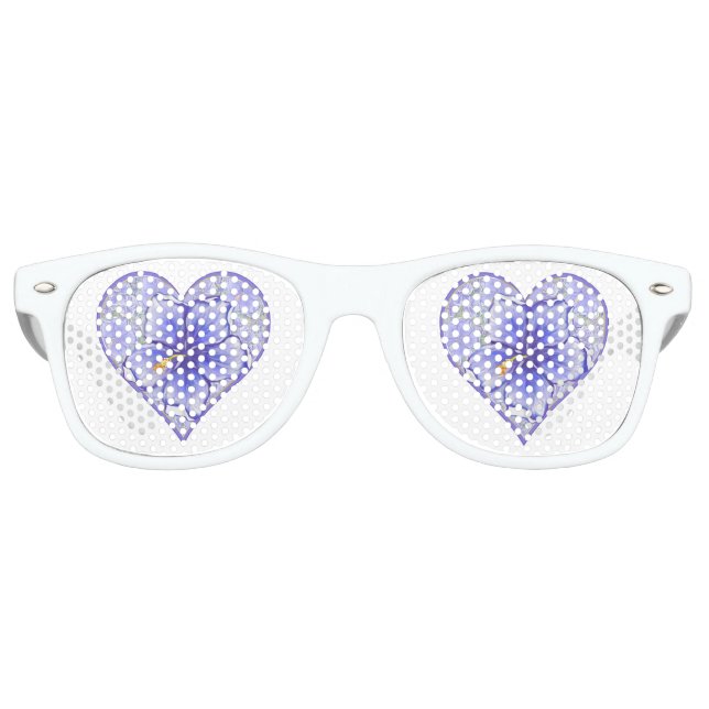 Lunettes De Fête Retro Hibiscus & dentelle BLEU (Devant)