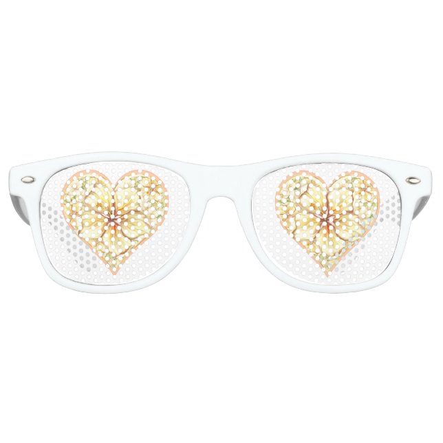 Lunettes De Fête Retro Hibiscus & dentelle JAUNE (Devant)