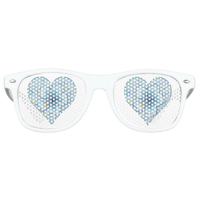 Lunettes De Fête Retro Hibiscus & dentelle TURQUOISE (Devant)